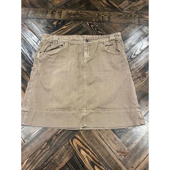 Gap Jean Denim Skirt Women 14 Brown Hobbit Grunge Y2K Western Cowgirl Neutral - Picture 1 of 10